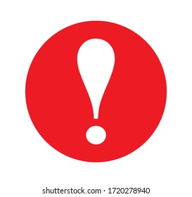 White Exclamation Mark on Red Background, Vector Design