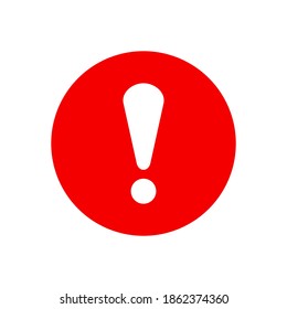 signo de exclamación blanco sobre círculo rojo aislado sobre fondo blanco. ilustración vectorial