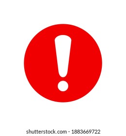 white exclamation mark on red circle isolated on white background. vector illustration