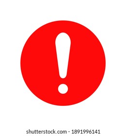 white exclamation mark on red circle isolated on white background. vector illustration