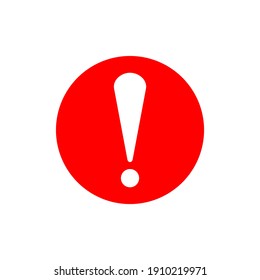 white exclamation mark on red circle isolated on white background. warning icon