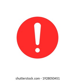 white exclamation mark on red circle isolated on white background. vector illustration