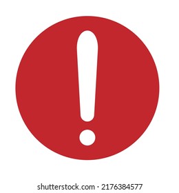 signo de exclamación blanco en un círculo rojo sobre un fondo blanco