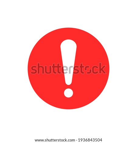 white exclamation mark on red circle isolated on white background. vector illustration