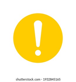 white exclamation mark on yellow circle isolated on white background. vector illustration