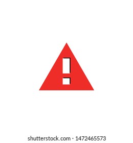 white exclamation mark in red triangle symbolizing risk and white background