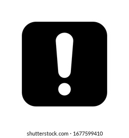 signo de exclamación blanca sobre el símbolo cuadrado negro aislado sobre fondo blanco. ilustración vectorial
