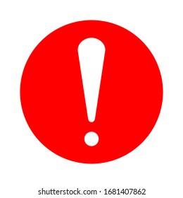 white exclamation mark sign on red circle symbol isolated on white background. vector illustration