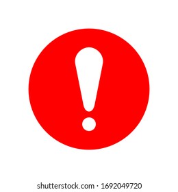 signo de exclamación blanca en círculo rojo aislado en fondo blanco. ilustración vectorial
