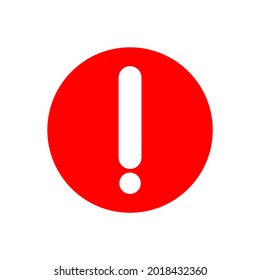white exclamation mark sign on red circle isolated on white background. vector illustration