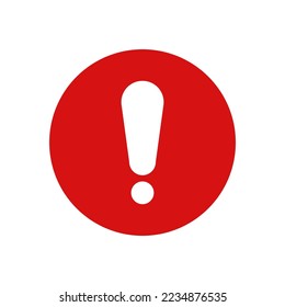 white exclamation mark sign on red circle isolated on white background