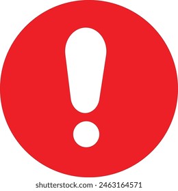 white exclamation mark sign on red circle isolated on white background