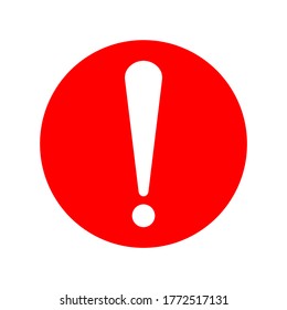 símbolo de la marca de exclamación blanca en círculo rojo. icono de precaución aislado en el fondo blanco. ilustración vectorial