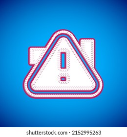 White Exclamation mark in triangle icon isolated on blue background. Hazard warning sign, careful, attention, danger warning important.  Vector