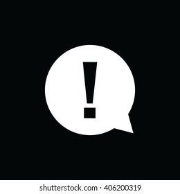 White exclamation mark vector icon. Black background