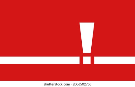 white exclamation point on red background, important information, vector illustration