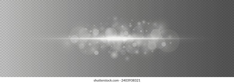 White explosion of light with sparks. Abstract glowing magic dust isolated on transparent background. Light effects. Glitter and glare.
