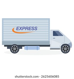 White Express Delivery Truck Vector Illustration