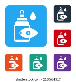 White Eye Drop Bottle Icon Isolated On White Background. Set Icons In Color Square Buttons. Vector