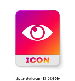 White Eye icon isolated on white background. Rectangle color button. Vector Illustration