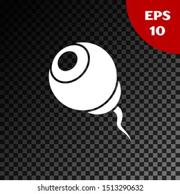 White Eye icon isolated on transparent dark background. Happy Halloween party.  Vector Illustration