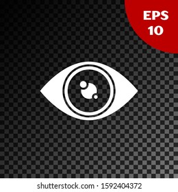 White Eye icon isolated on transparent dark background.  Vector Illustration