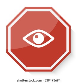White Eye icon on red stop sign web app