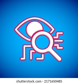 White Eye Scan Icon Isolated On Blue Background. Retinal Scan. Scanning Eye. Security Check Symbol. Cyber Eye Sign.  Vector