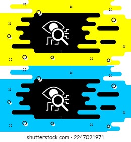 White Eye scan icon isolated on black background. Retinal scan. Scanning eye. Security check symbol. Cyber eye sign.  Vector