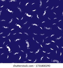 White Eye sleep mask icon isolated seamless pattern on blue background.  Vector Illustration