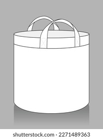 Tela Blanca Crecer Bolsa Con Forma Redonda Y Manejar Plantilla En Fondo Gris, Archivo Vector