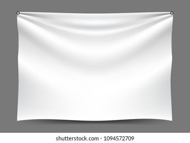 White fabric hang on gray background vector illustration.