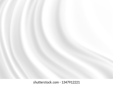 White fabric satin wave background texture vector illustration.