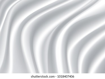White fabric satin wave luxury background texture vector illustration.