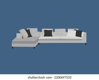 White Fabric Sectional Sofa Couch