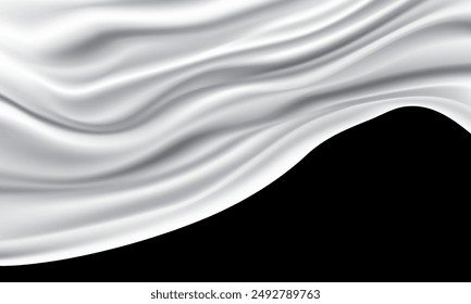 White fabric wave on black blank space background vector illustration.