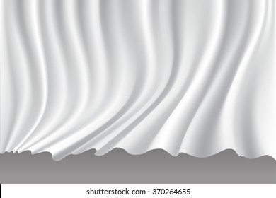 White fabric wave on gray vector illustration.