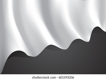white fabric wave on gray blank space vector illustration.