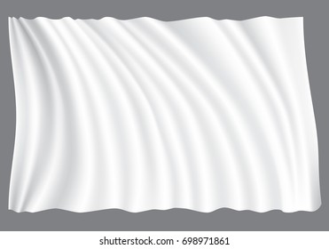 White fabric wave on gray background vector illustration.
