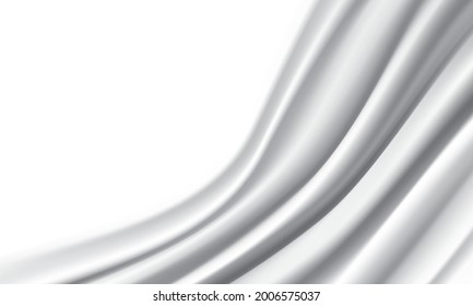 White fabric wave texture with blank space background vector illustration.