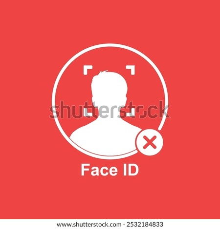 white face id icon on red background. flat simple style trend modern logotype graphic design element. concept of facial scanning like recognize person or