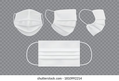 weiße Gesichtsmaske einzeln auf dunklem Hintergrund, Vektorgrafik