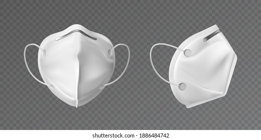 Máscara blanca. Maquillaje de mascarilla protectora, máscara médica sobre fondo transparente. Ilustración 3d realista. Protección del coronavirus y la infección.