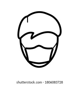 White Face Mask On Man Face Flat Line Icon