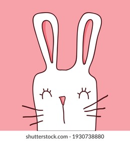 white face rabbit over pink background. vector illustration
