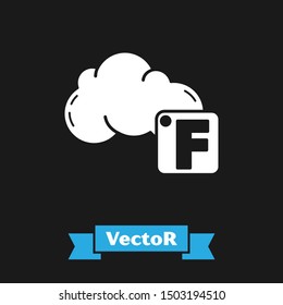 White Fahrenheit and cloud icon isolated on black background.  Vector Illustration