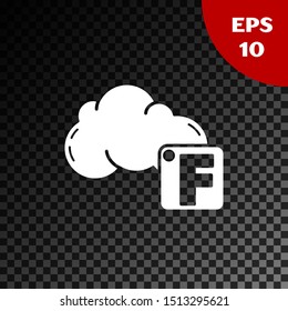 White Fahrenheit and cloud icon isolated on transparent dark background.  Vector Illustration