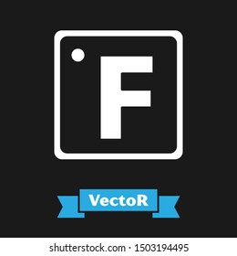 White Fahrenheit icon isolated on black background.  Vector Illustration