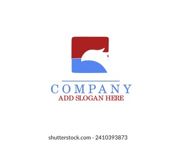 White Falcon Logo: Simple Red, Blue and white themed falcon logo.