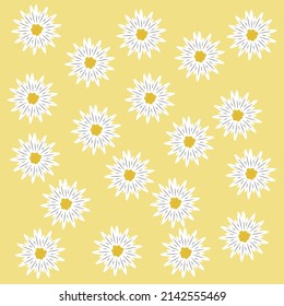 diseño de flores blancas en caída sobre fondo amarillo